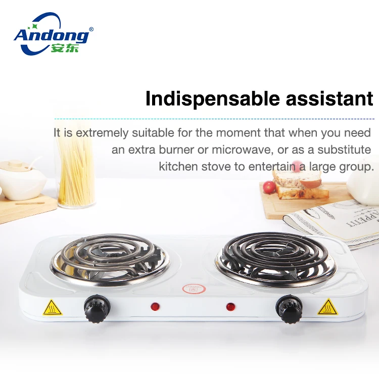 Double burner electric coil hot plate