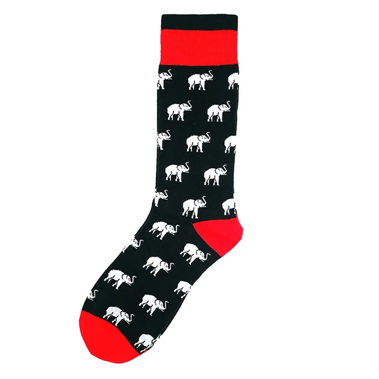 Носки Bonypony мужские резиновые, чесаный хлопок, Премиум качество, счастливая кошка, слон, забавные