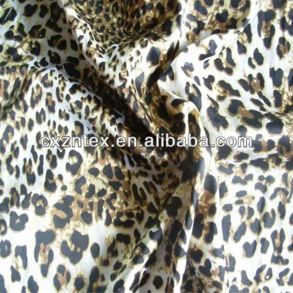 Satin leopard print fabric