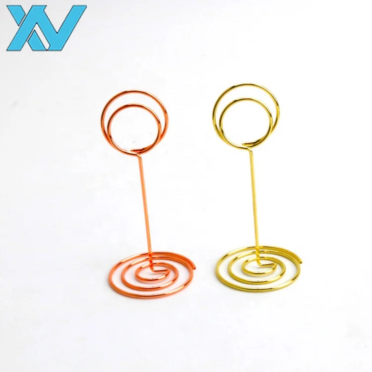 Металлический зажим-держатель круглой формы 85 мм для вечеринки, металлический зажим для меню из проволоки (золотые, розово-золотые цвета)