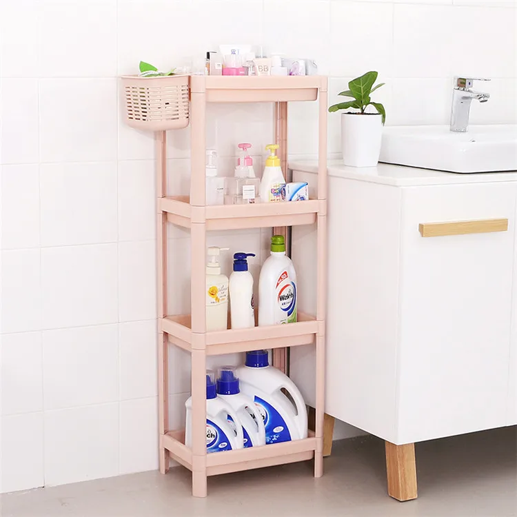 Plastic Bathroom Kitchen Storage Rack with Basket