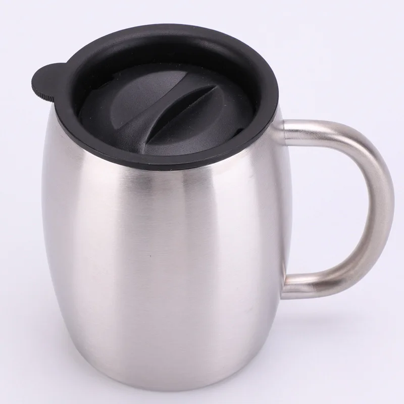 14oz coffee mug stainless steel travel mug with metal handle tumbler cups double wall stainless steel coffee cup with lid
