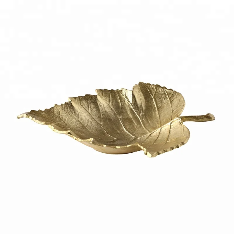 
Cocostyles creative brass golden leaf shape tray for art style wedding party hotel nordic home decoration pieces modern 