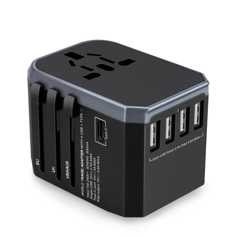 
New USB Universal Travel Adapter USA Europe UK AUS worldwide plugs Type C charger travel adaptor 