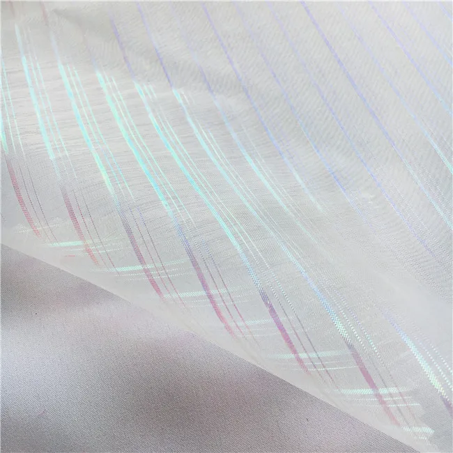 Красивая металлическая ткань из органзы в полоску, ткань из органзы для женского платья