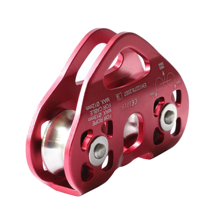 Ce Standard OEM 30kn Heart Pulley For Safety Aluminum 12mm Rope Single Pulleys Heart Type Pulley