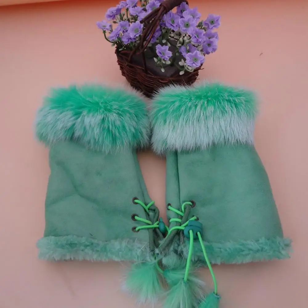 fashion warm faux fur fabric fingerless gloves ladies fashion mitten driving gloves