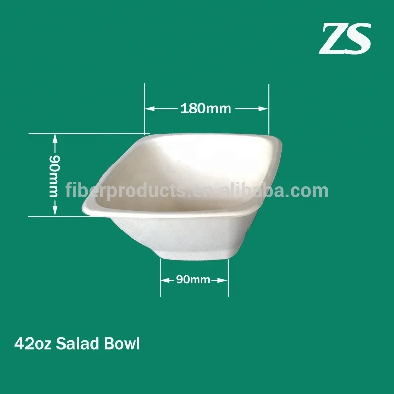 32 oz Sugarcane Biodegradable Disposable food containers Bagasse Paper Salad Bowls
