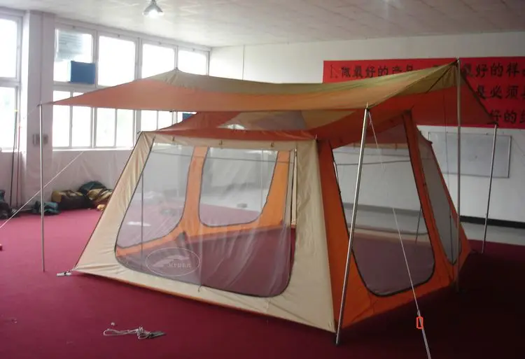 Large Screen Cabin Tent Mosquito Proof with Beach Sunshade  Tarp Webbing Strap Padded Reinforced Corners Recycled RPET Fabric