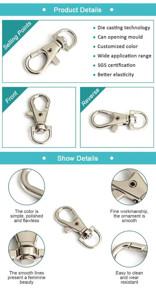 
Fashion new style carabiner custom logo light gold 9mm dog leash swivel snap hook 