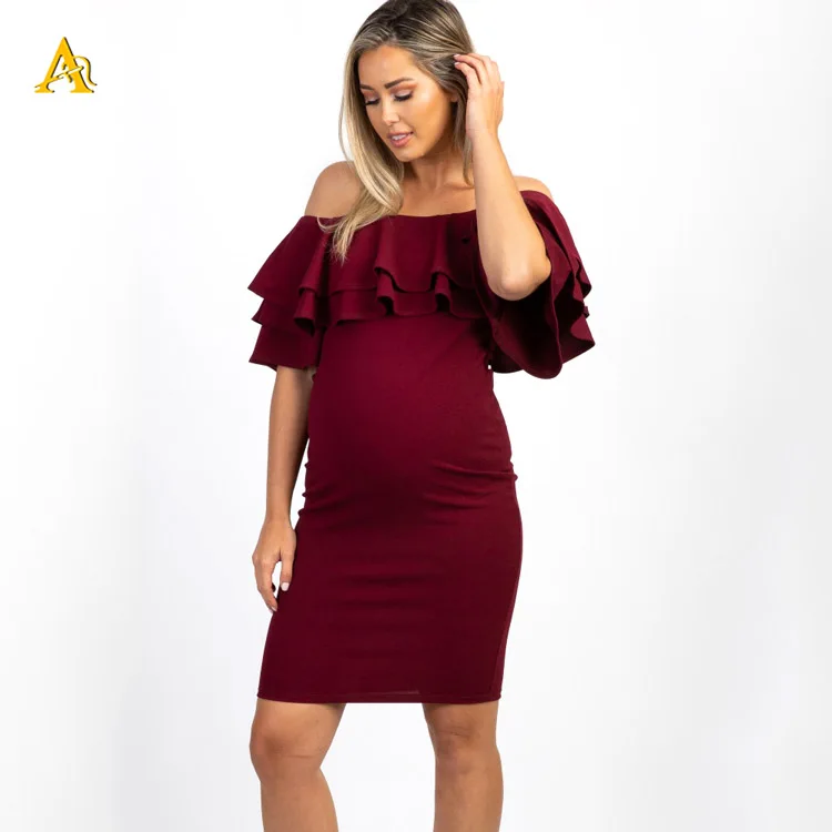 Hot Sale Womens Cowl Neck Maternity Dress Sexy Off Shoulder Maternity Clothing Dresses Women