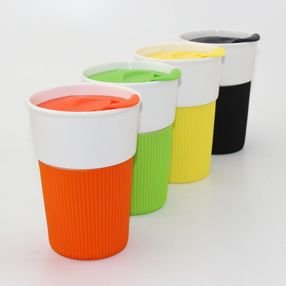 Ceramic mug  travel cup ceramic cup with silicone sleeve