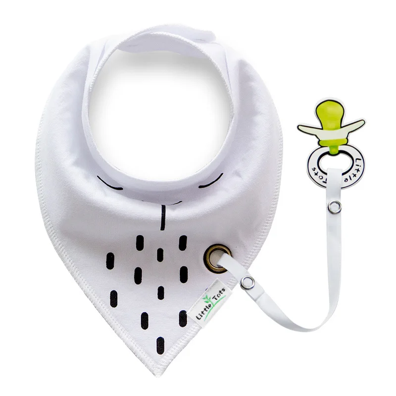 Stock design wholesale baby bandana drool bibs bandana bib with pacifier clip