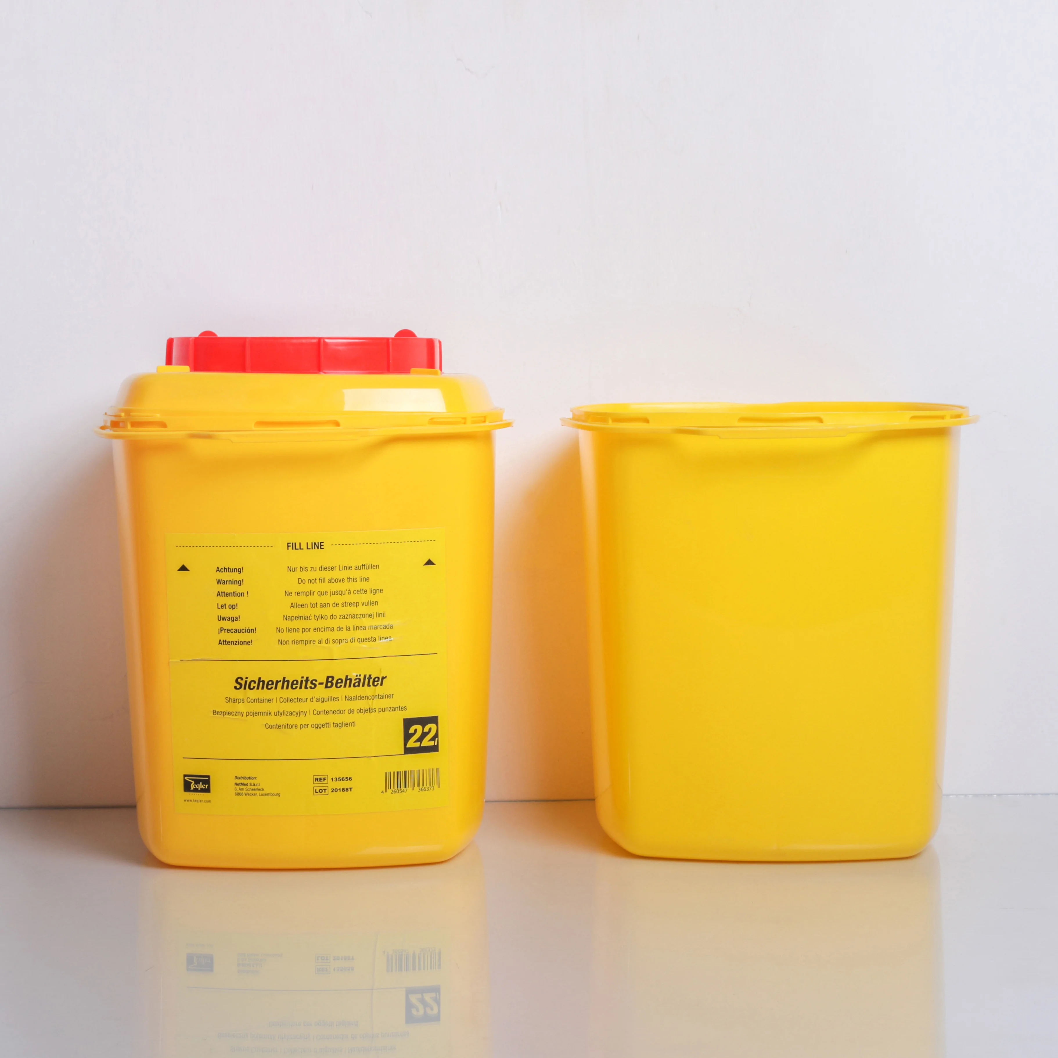 22L Rectangular Eco-friendly Plastic Hospital Biohazard Medical Waste Storage Bucket With Rolling Lid