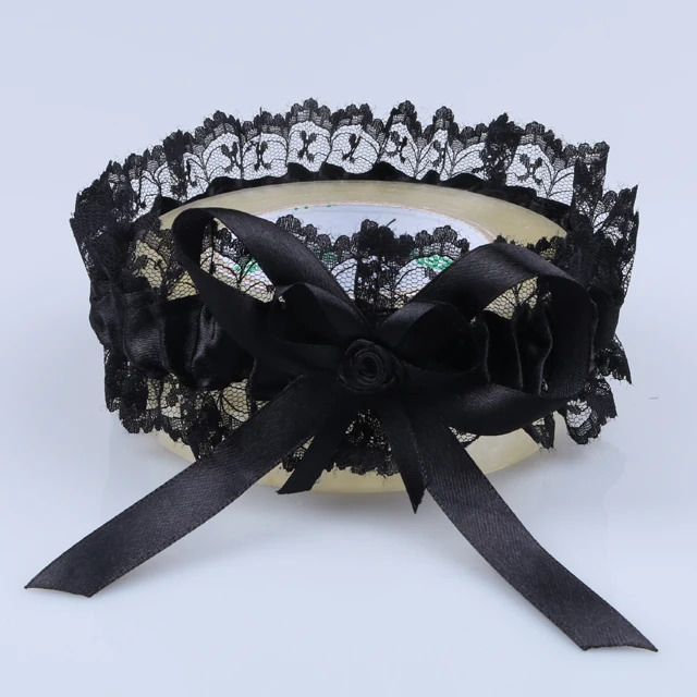 Single bride  party  bachelorette hen Party sexy girl lace garter white bow decorated with black leg garter