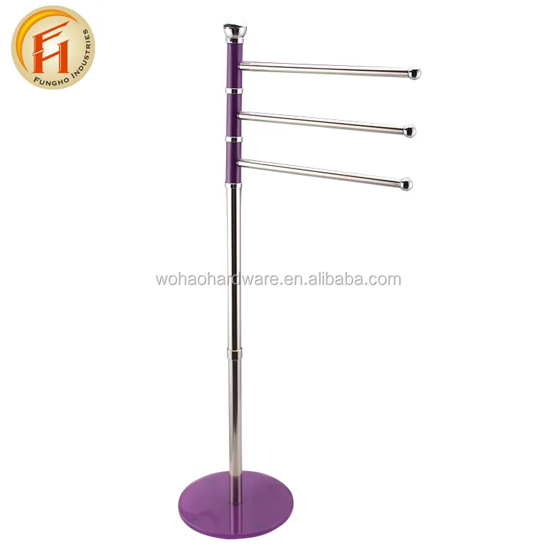 Hotel accessories free standing adjustable towel rack floor bathroom tube rack