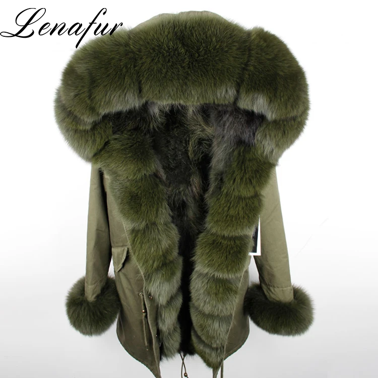 2018 Luxury Fashion Cold-Proof Real Fur Coats Raccoon Collar Down Parkas