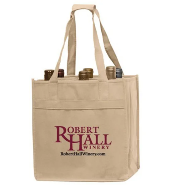 Custom plain waxed canvas 6 bottle wine tote bag