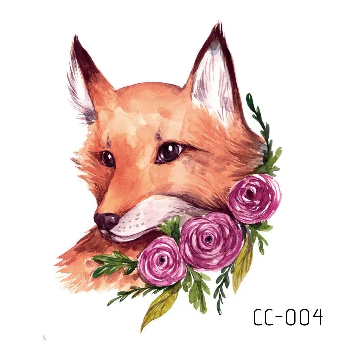 Cartoon Unicorn Cat Wolf Tattoo Design Temporary Tattoo Sticker Body Art Fake Small Animal Tattoo Designs For Girls