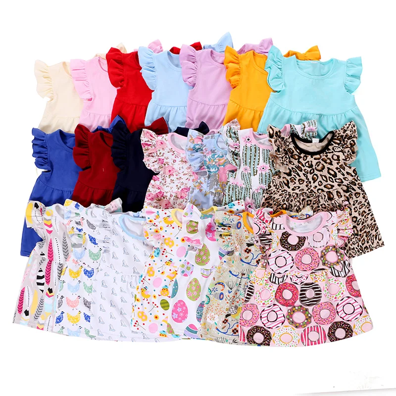 
Wholesale kids summer clothing children clothes girls flutter top fancy girl t shirts 