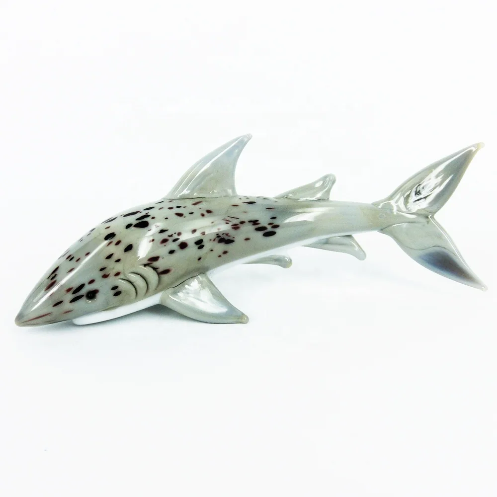 Hand blown sea life miniature shark fish art glass figurines