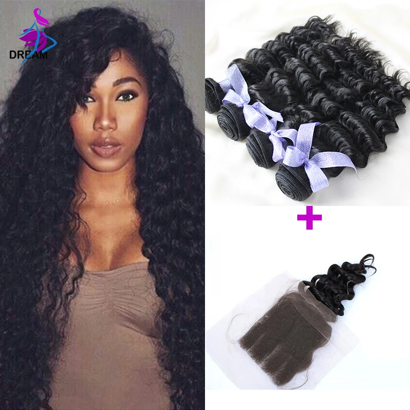 8A Cheap Virgin Indian Deep Curly 4x4 Closure 100 Human Hair Deep Wave Lace Closure Bleached