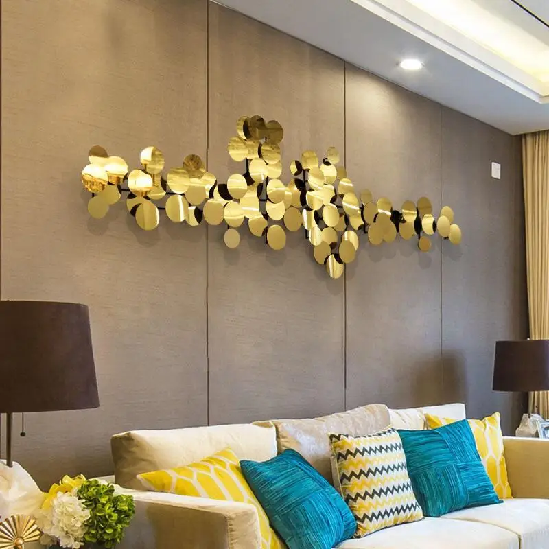 Роскошный Золотой стержень из нержавеющей стали и пластина для украшения стен гостиной