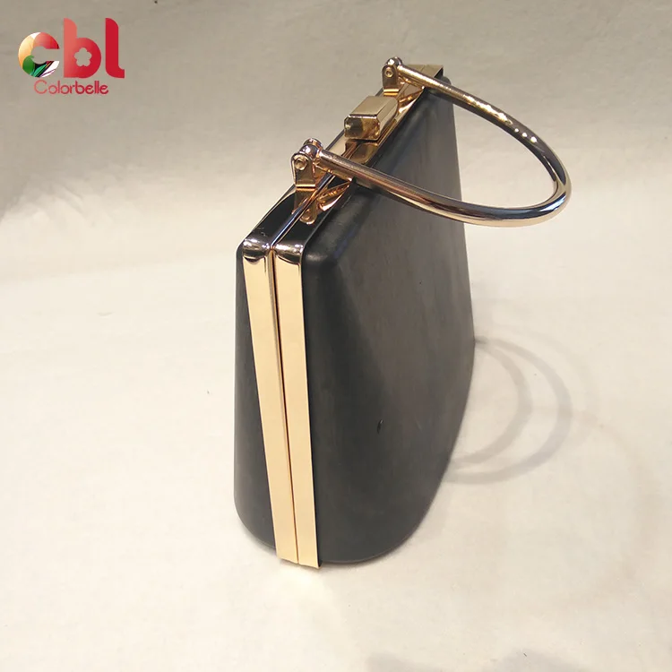 Special design shape metal box purse frame box clutch bag with handles
