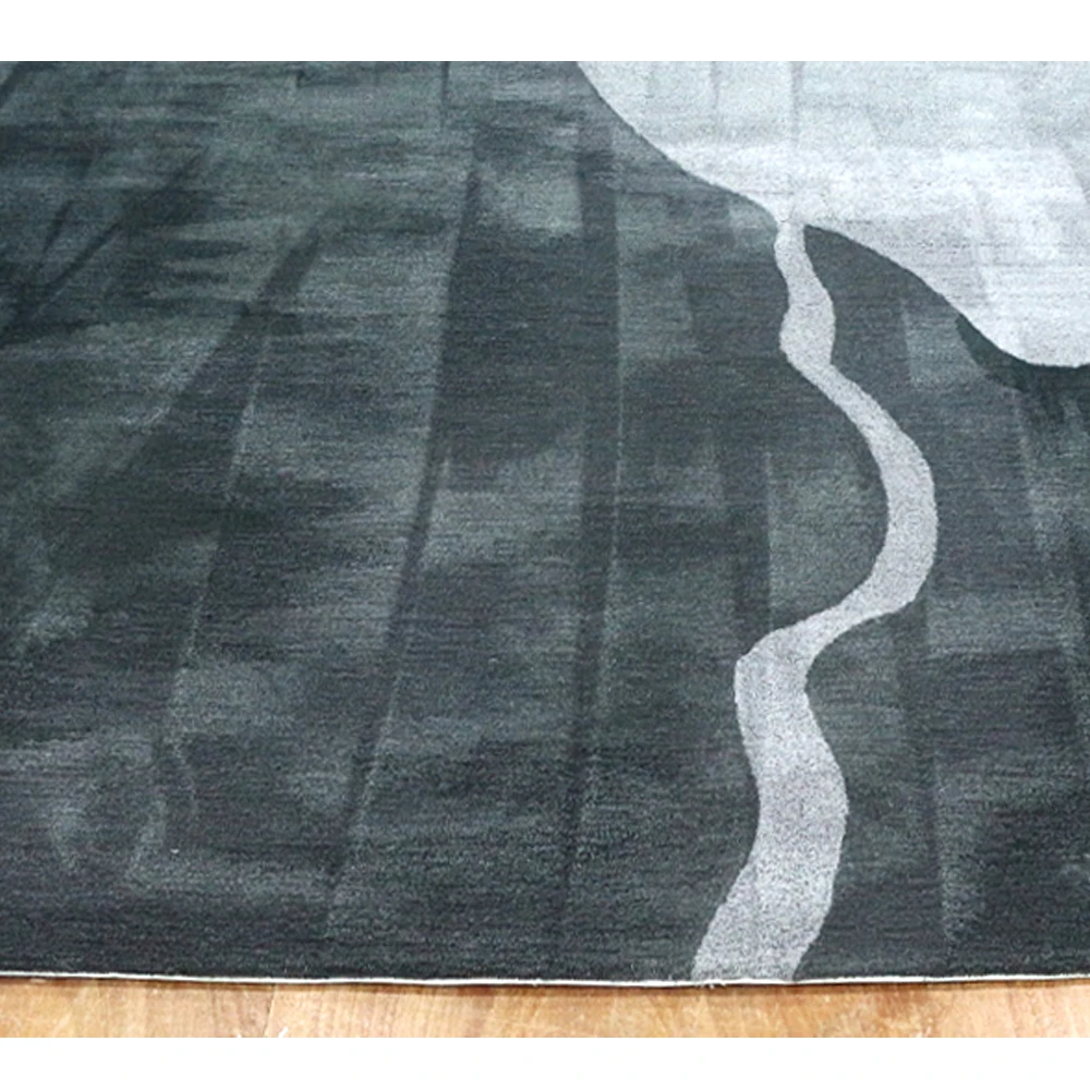 Interior grey hand tufted rug rectangular wool carpet
