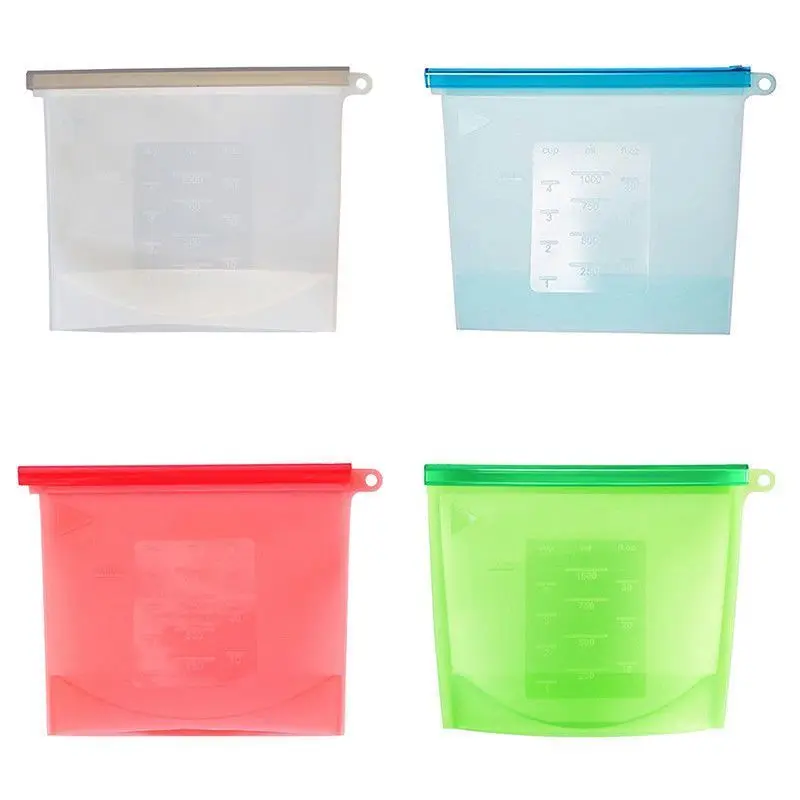 High Quality Custom Logo Zip Lock Reusable Silicone Food Freezer Storage Bag