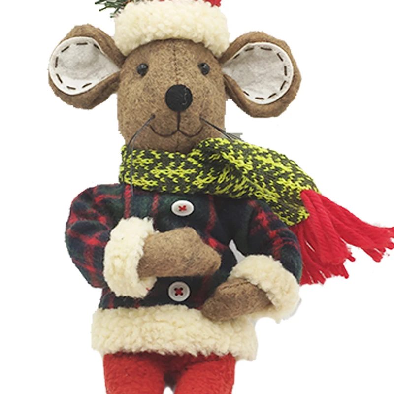 
christmas decor stuffed doll outdoor xmas decoration plush mouse shape toy 