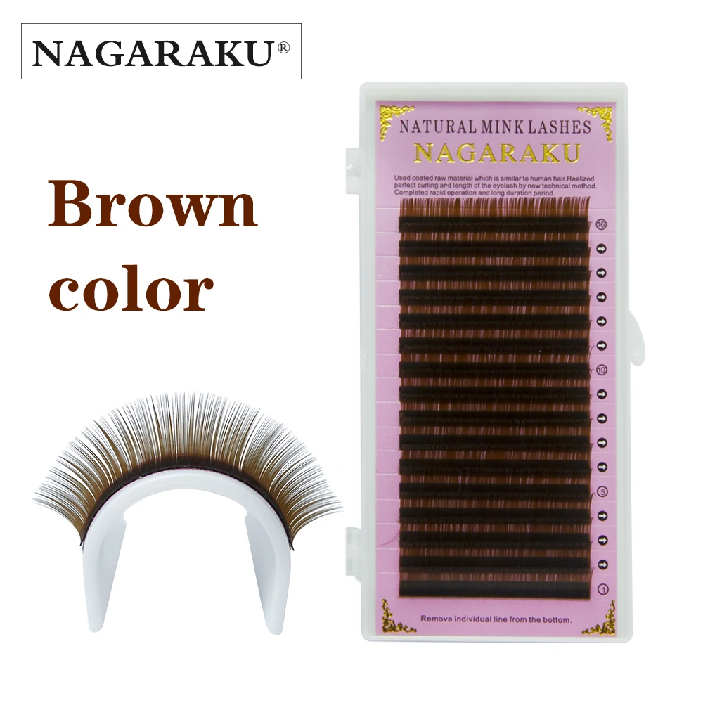 NAGARAKU wholesale dark brown color silk eyelash extension individual eyelash dark brown eyelash extension