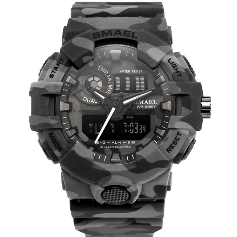 
Factory directly selling SMAEL 8001 multifunction camo vibrating alarm digital sport watch 