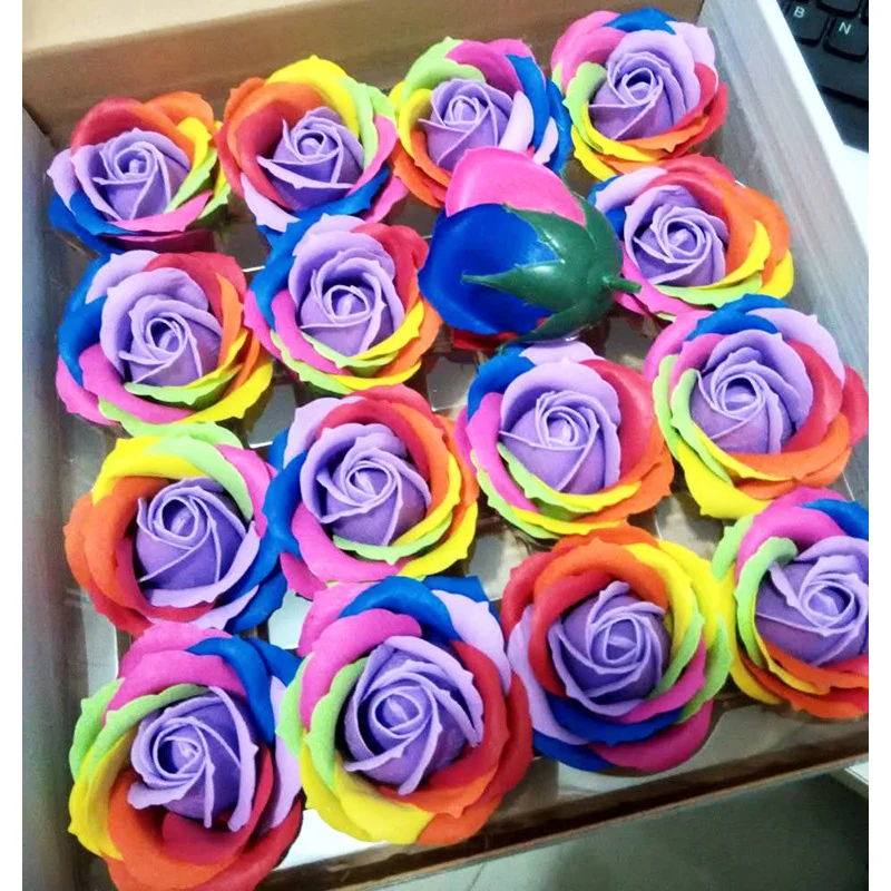 Factory outlet Multicolor Rose Artificial Flower Household decoration Gift box Festival Wreath Bridal Soap flower