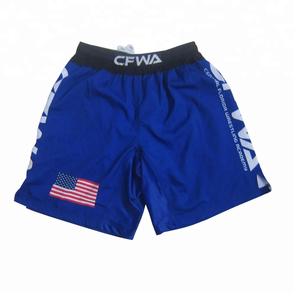 
navy blue drawstring wrestling boxing shorts quality MMA shorts 