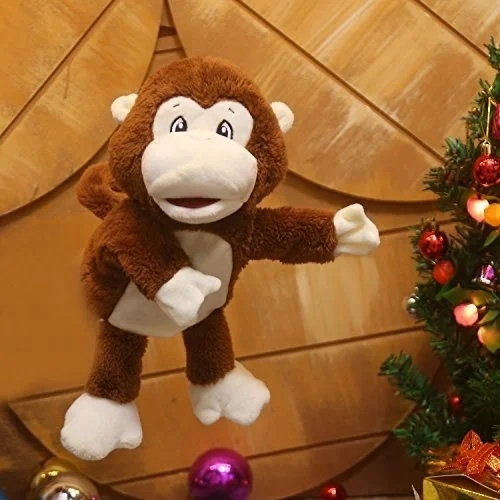 EN71 Standard Stuffed Animal Plush Brown Monkey Hand Puppet Theater Wholesale Cheap Cartoon Kids Soft Monkey Plush Toy