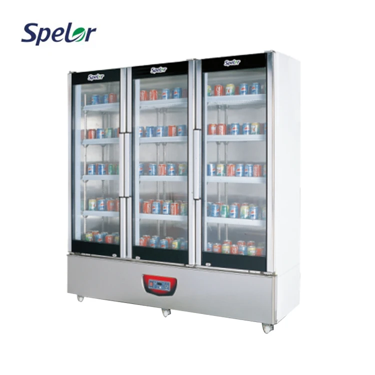 Делюкс, коммерческое Прямое охлаждение, 3 раздвижные стеклянные двери, холодильник, шкаф, морозильник