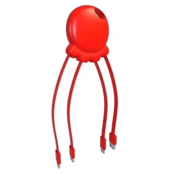 
Octopus Design TPE Flat Power Bank 3 in 1 USB Mobile Phone Multi Charging Cable USB Micro Type C 8 Pin 