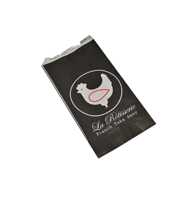 Custom logo printed kraft paper aluminum foil lined paper packaging bag for hot chicken