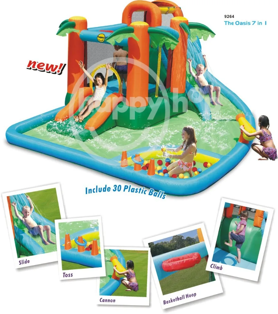
Happy hop Water Park -9264 Inflatable Water Slide, Mini Water Park inflatable bouncer with pool for sale 