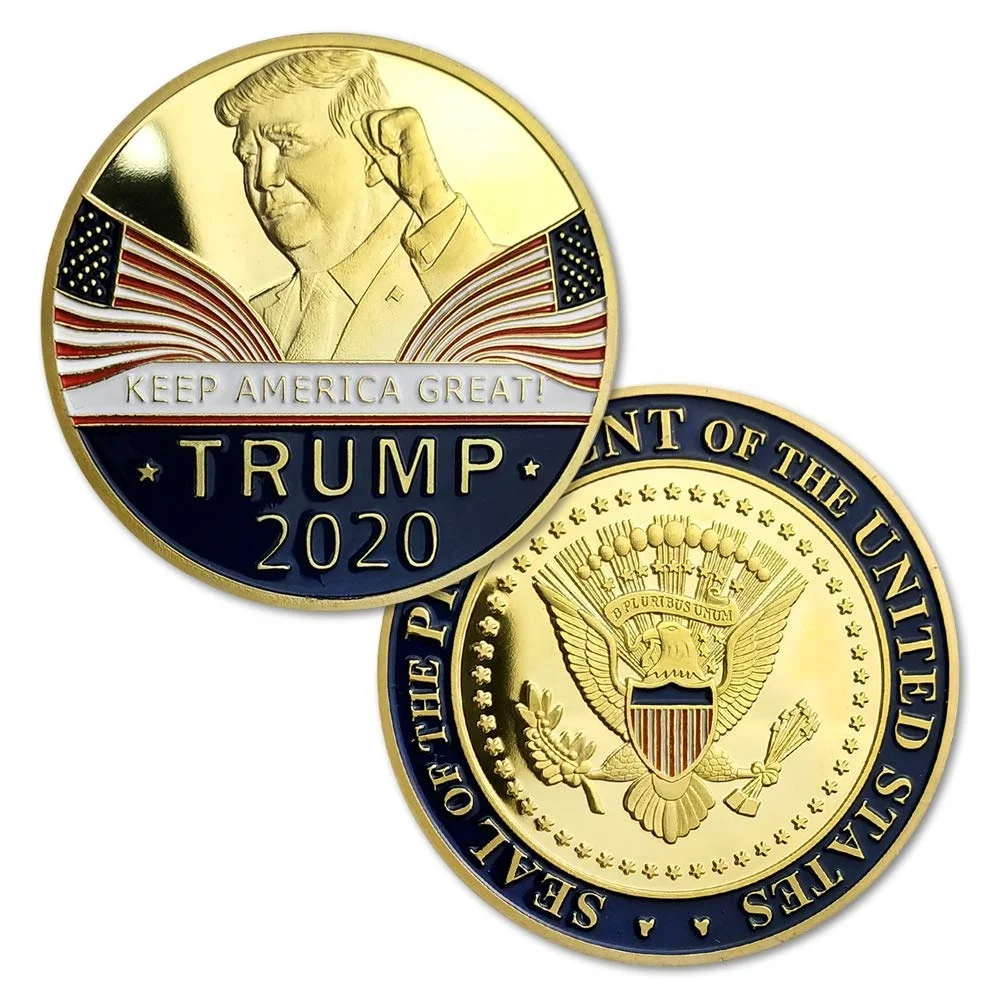 Donald Trump 2024 Challenge Coins,  Keep America Great United States Presidential Re-Election Campaign Gold Plated Coin Token