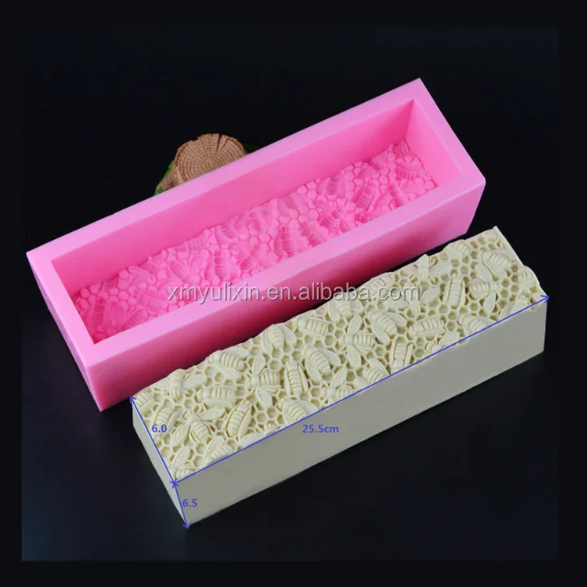 25.5*6*6.5 High quality Extra Thick replaceable 3d flower silicone soap mold loaf with different pattern mats for sale