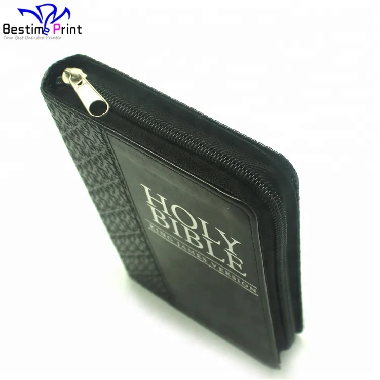 Wholesale Black Leather Cover Christian Bible Book Printing