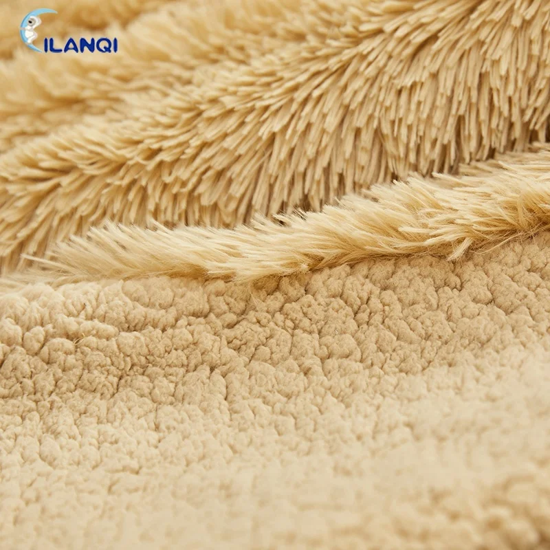 Wholesale Custom Long Pile Soft Cozy Heavy Knitted Plush Sherpa blanket throw soft plush