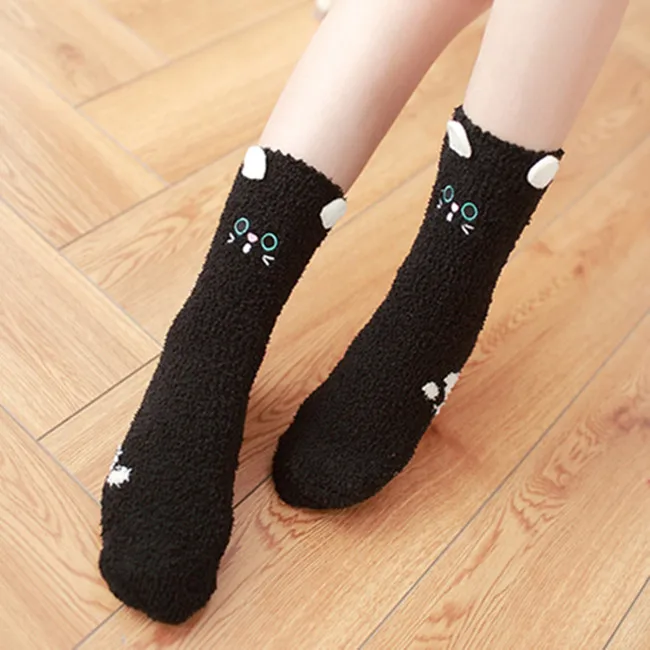 Новые однотонные супер Женские уютные пушистые носки мягкие зимние носки, женские пушистые носки из полиэстера