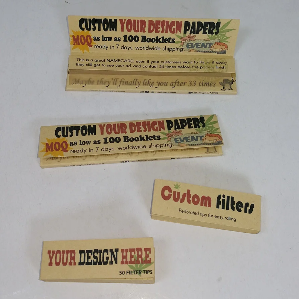 Private label Hemp rolling paper kingsize slim slow burn organic paper