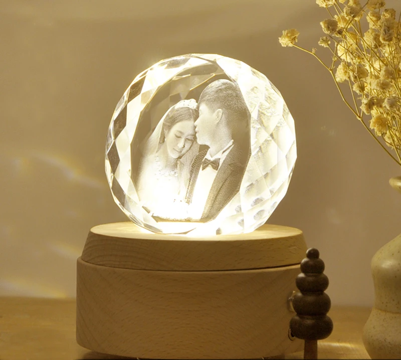 3d3d лазерная гравировка деревянная и Хрустальная Стеклянная фоторамка для свадебных подарков сувенир с основанием для хрустальной лампы