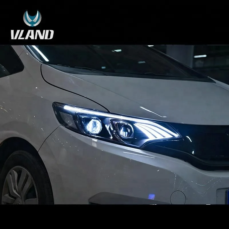 Vland factory manufacture Black Housing LED Headlights For 2014-UP Fit/Jazz GK5 Head Lamp Assembly