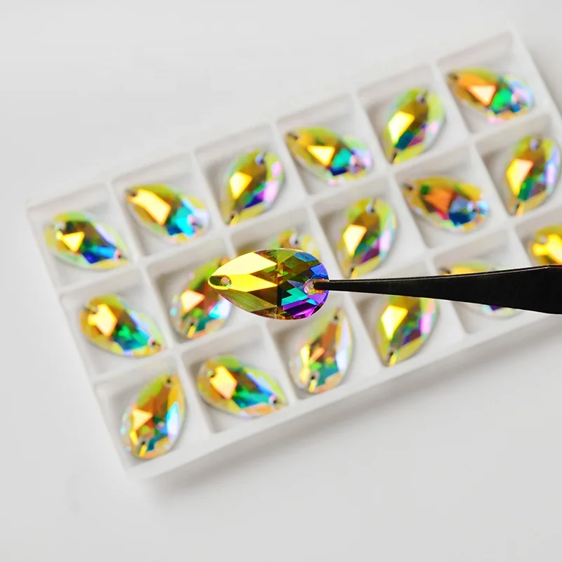 Item 3265  AB Cosmic Sew On Stones Button  Crystal Flatback Strass Sewing Rhinestone For Dresses Decoration