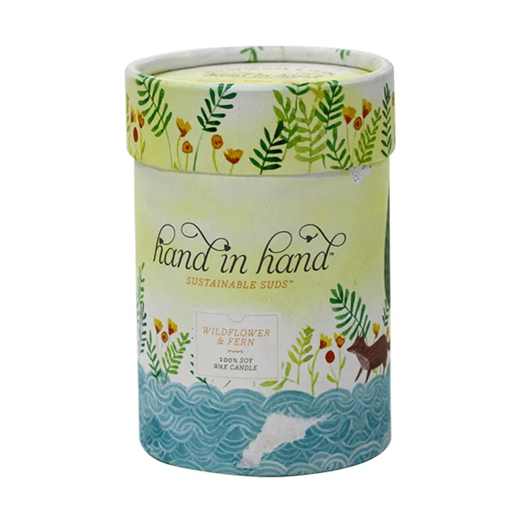 Beauty Color Printing Paper Gift Round Tea Box  with Hot Stamping  Cylinder Tube Gift paper packaging Box paper box with handle